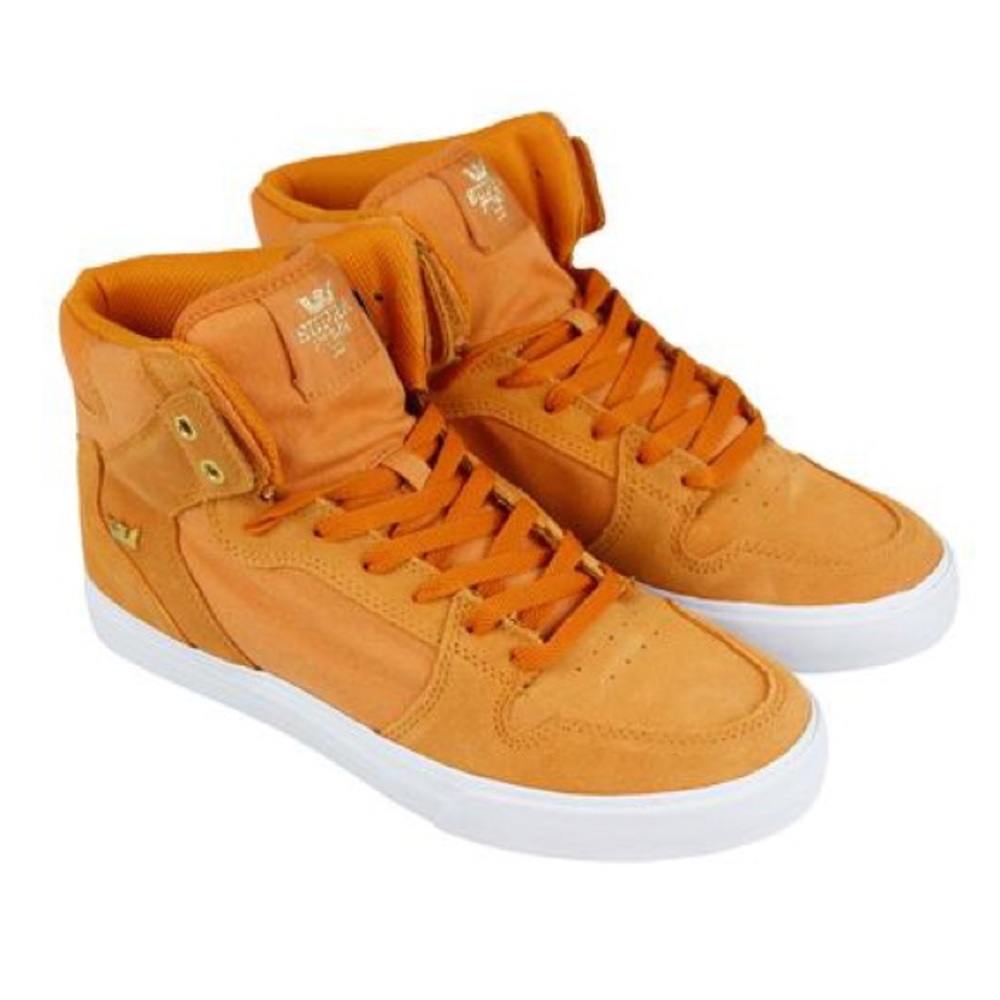 Supra Vaider Mens Orange Suede High Top Skate Sneakers Shoe - Size 7